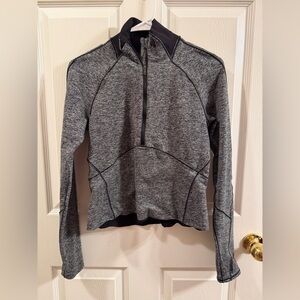 Lululemon Black & Gray Nulu Cropped Half-Zip